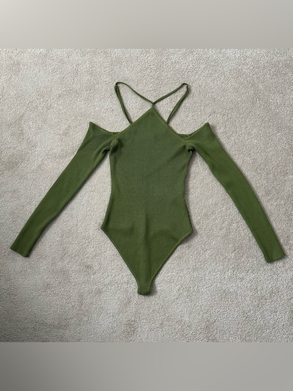Abercrombie & Fitch Green Ribbed Bodysuit